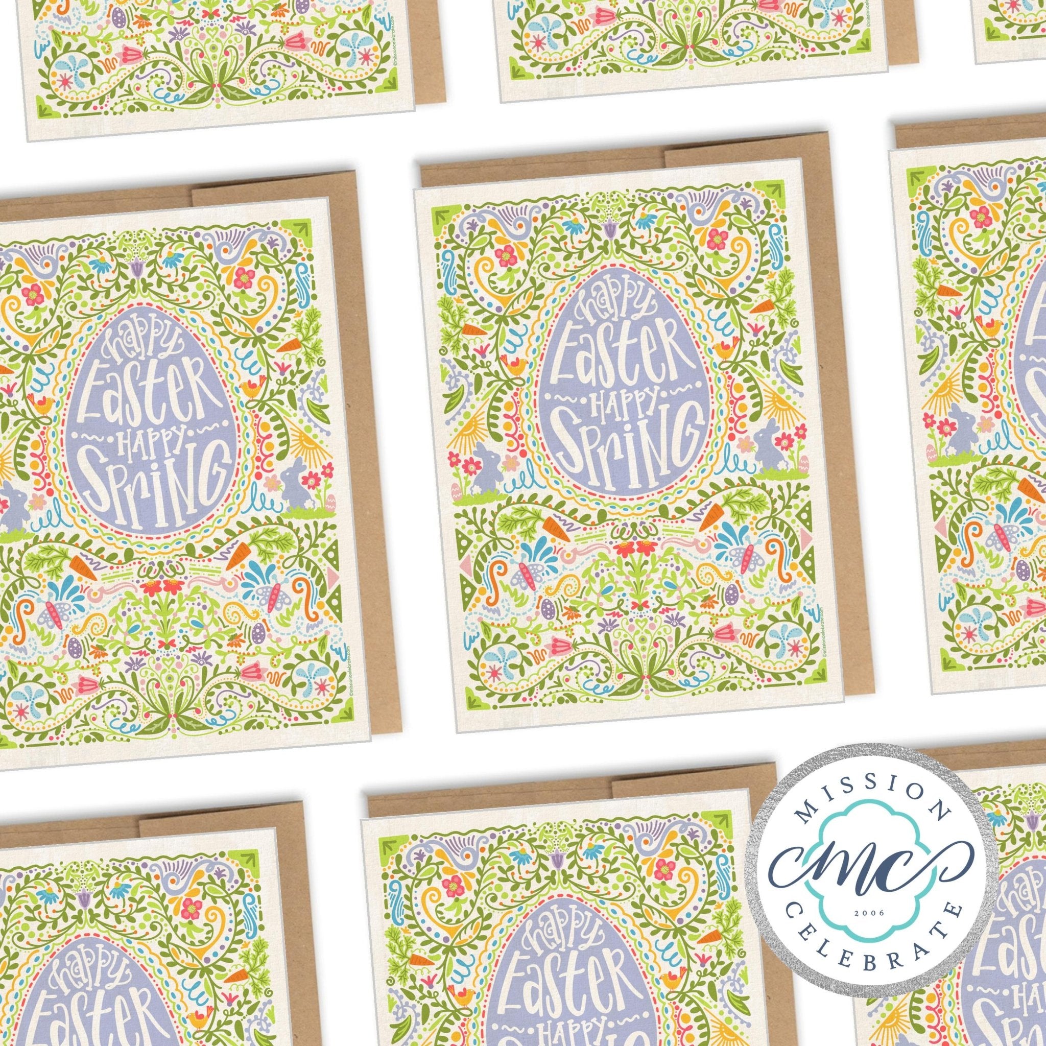 Happy Easter Happy Spring Greeting Cards (A7 Size 5"x7" folded note note card with envelope)