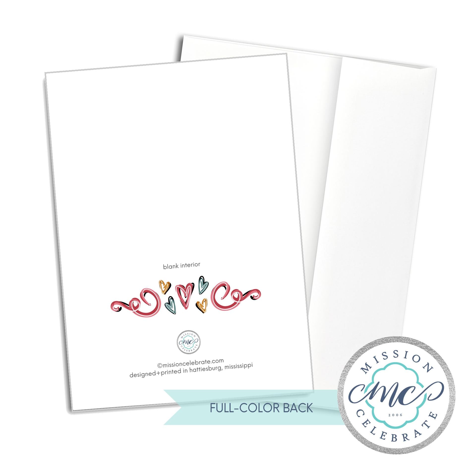 Art Greeting Card: Ephesians 3:17 Love by Leslie Gonce- Mission Celebrate. Blank Interior, Collectible.