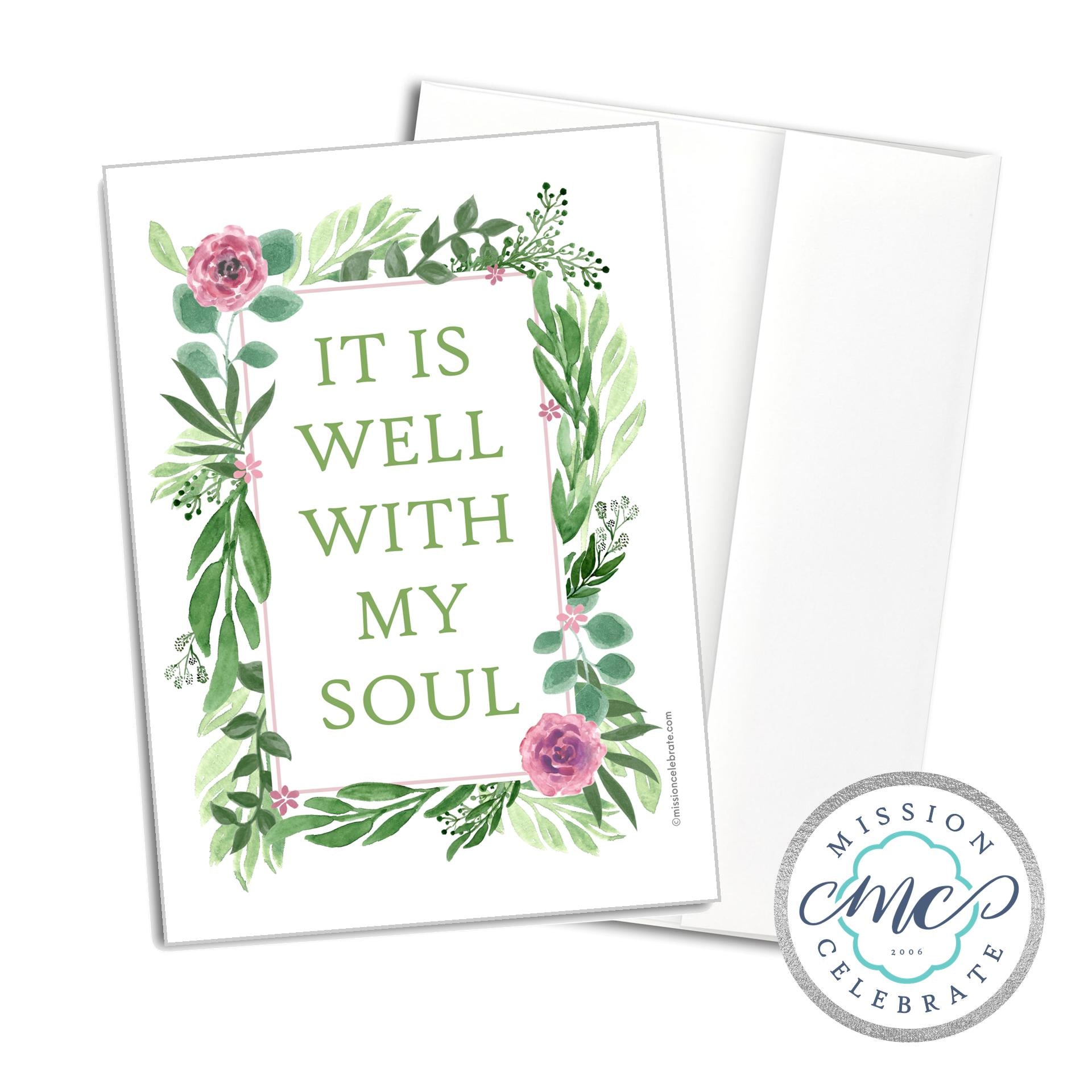 It Is Well With My Soul Art Greeting Cards (A7 Size 5"x7" folded note note card with envelope)
