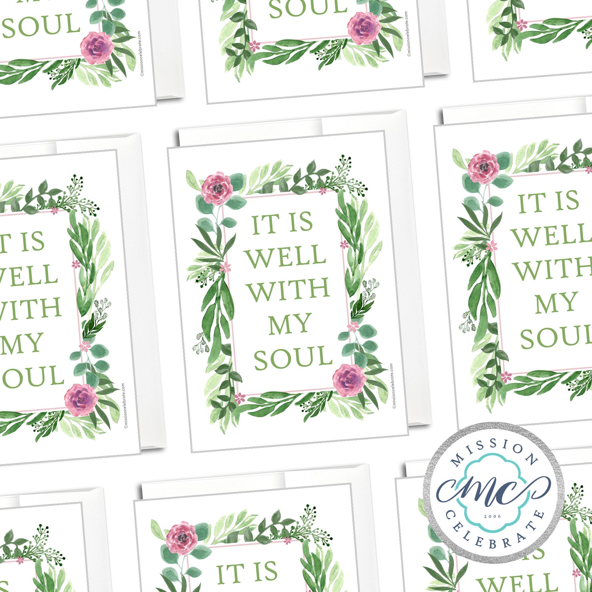 It Is Well With My Soul Art Greeting Cards (A7 Size 5"x7" folded note note card with envelope)