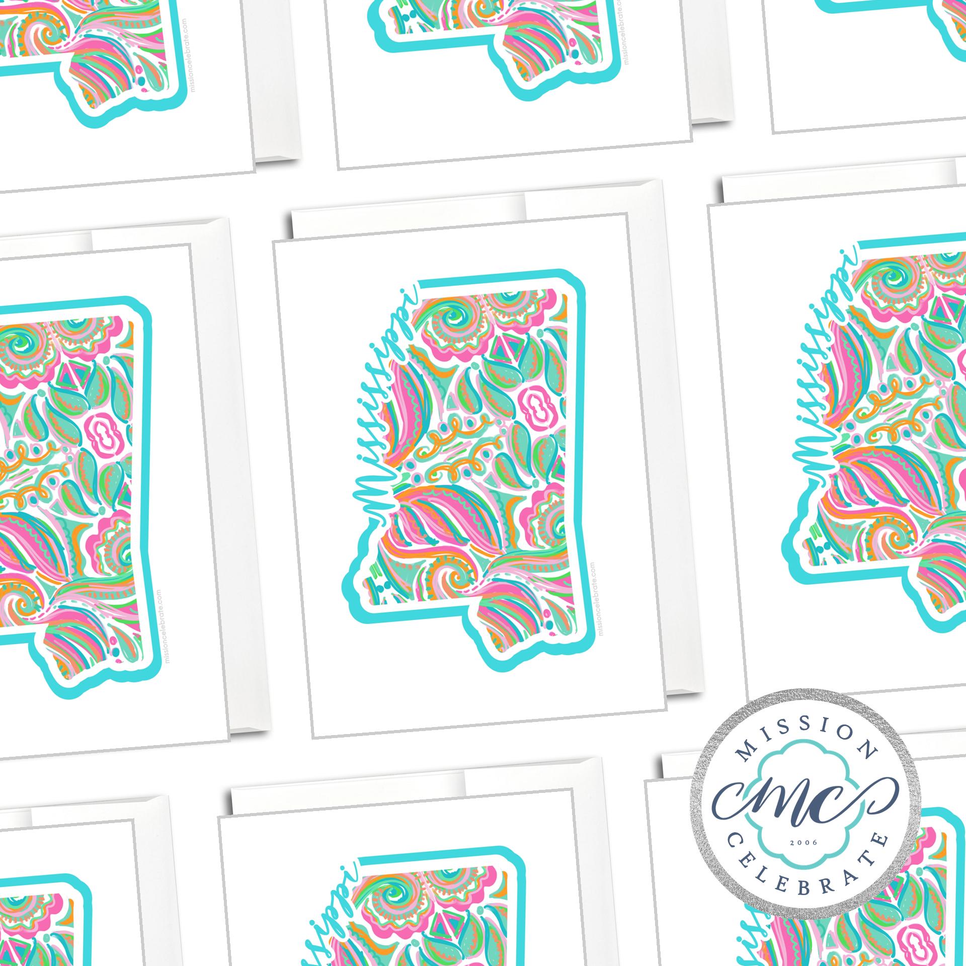 Mississippi Jubilee Greeting Card by Main Street Collective: Hand-Lettered Art Note Card with Envelope, Mississippi State Pride