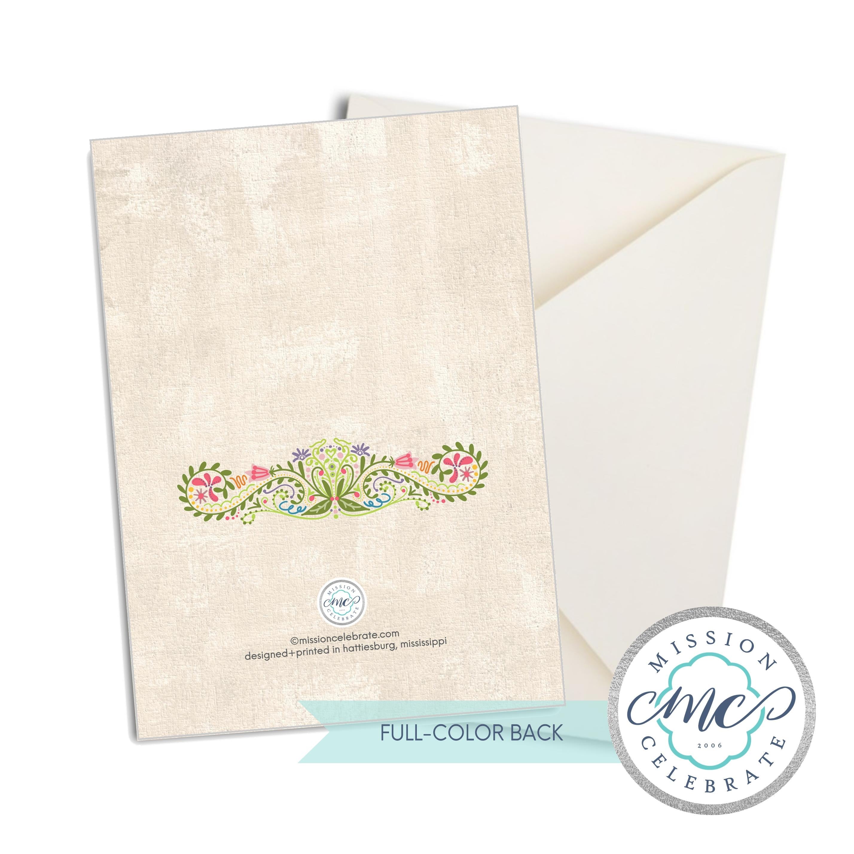 Happy Mother's Day MOM Hand Drawn Art Greeting Cards (A7 Size 5"x7" folded note note card with envelope)