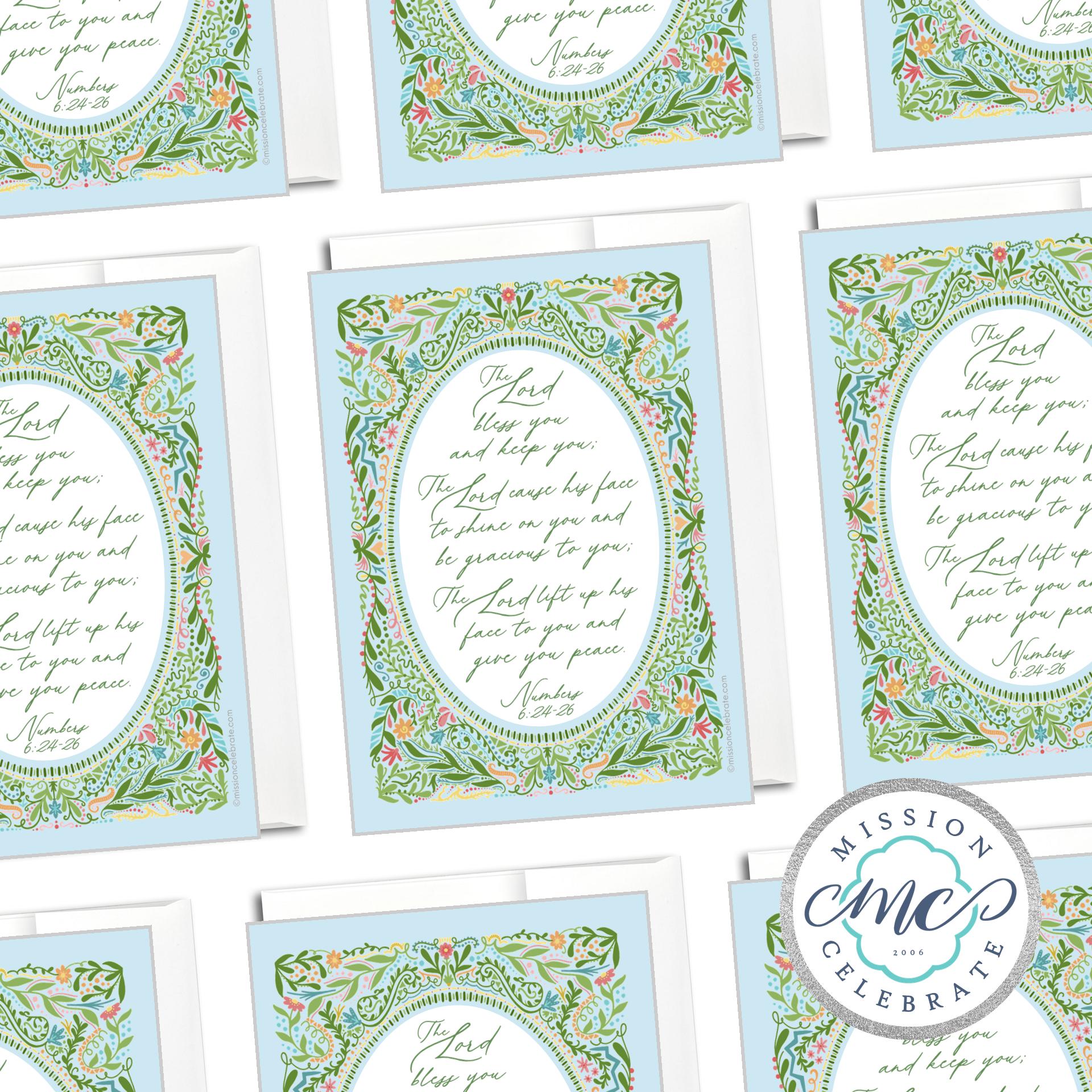 Numbers 6:24-26 Greeting Cards - The Lord Bless You Floral Art, Main Street Collective.