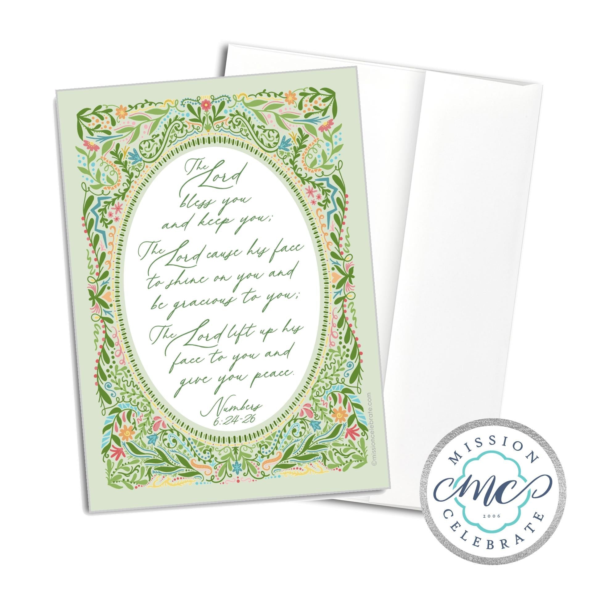 Lord Bless You Card - Numbers 6:24-26 Floral Greeting Card by Main Street Collective