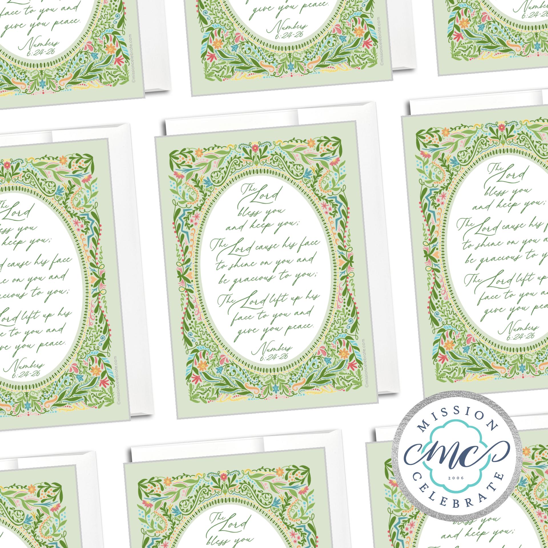Numbers 6:24-26 Blessing Card | The Lord Bless You Art | Christian Greeting Card by Leslie Gonce