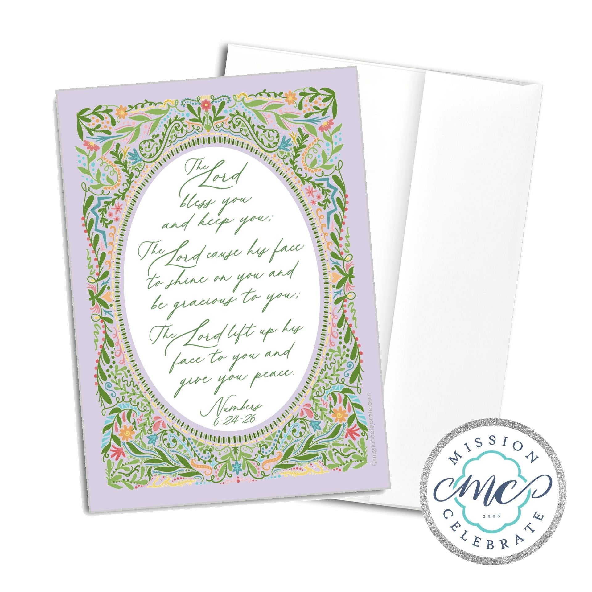Numbers 6:24-26 Floral Greeting Card: The Lord Bless You Bible Verse Art
