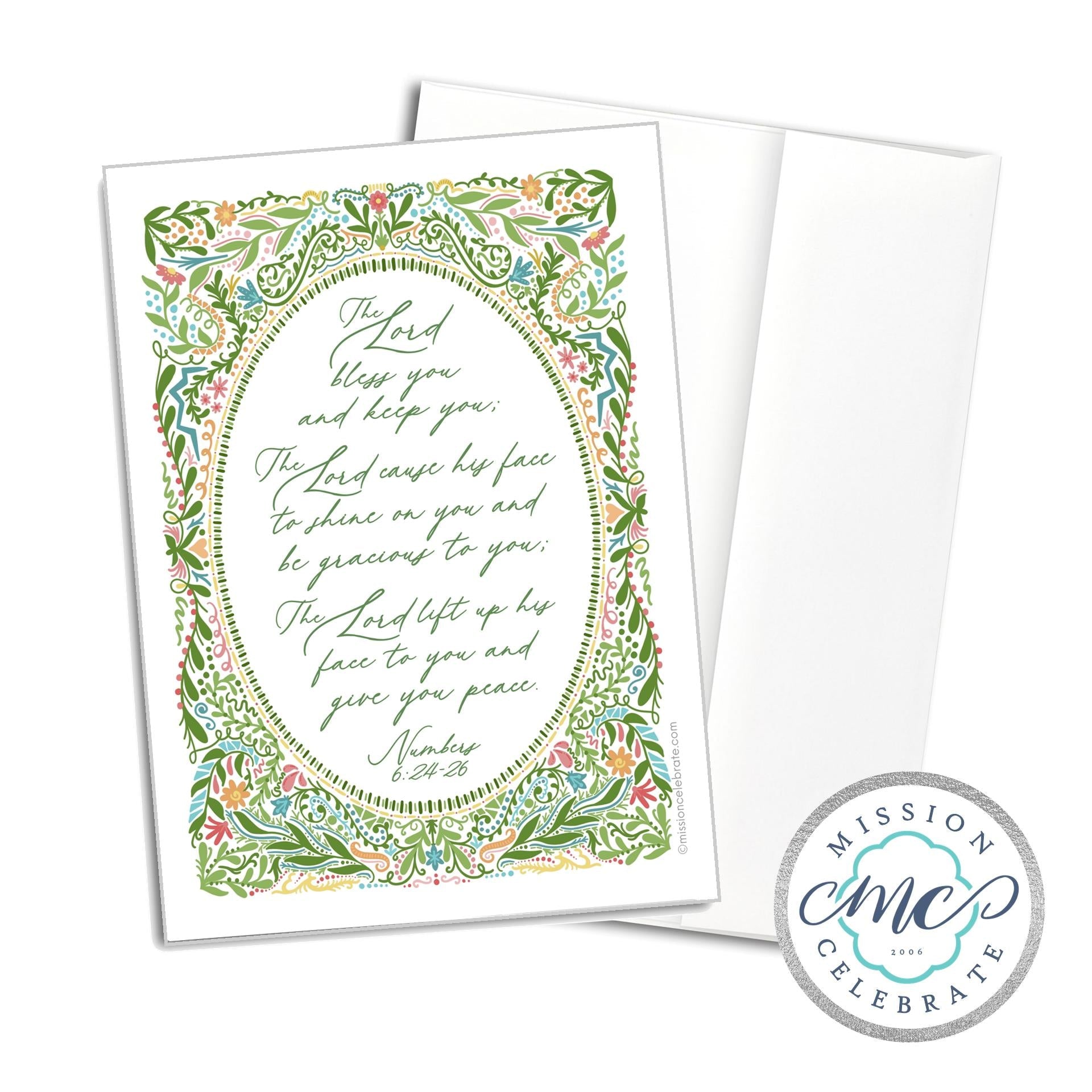 Lord Bless You Greeting Card - Numbers 6:24-26, Floral Art by Mission Celebrate