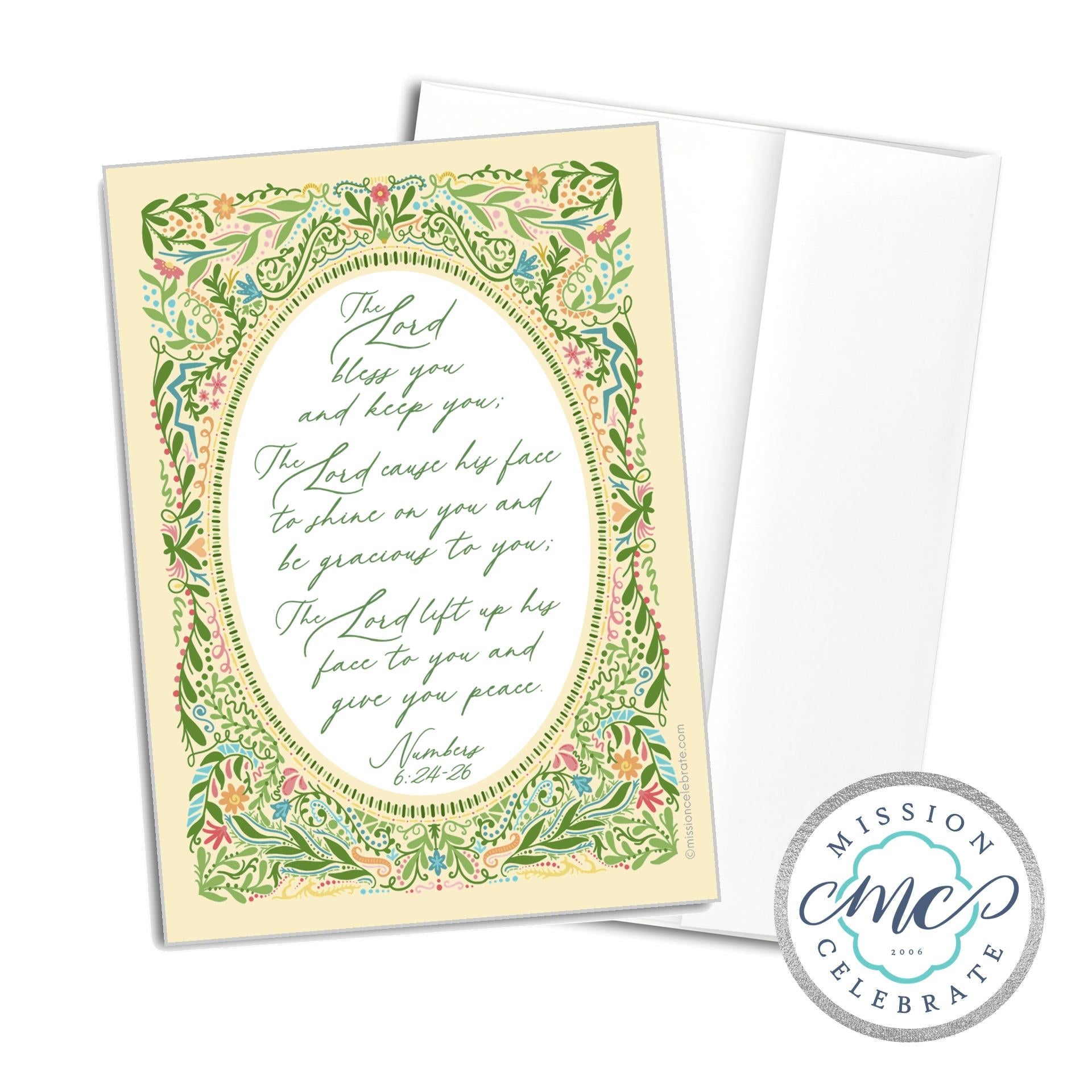 Numbers 6:24-26 Greeting Card - "The Lord Bless You" Floral Art Card, Faith-based gift by Main Street Collective.