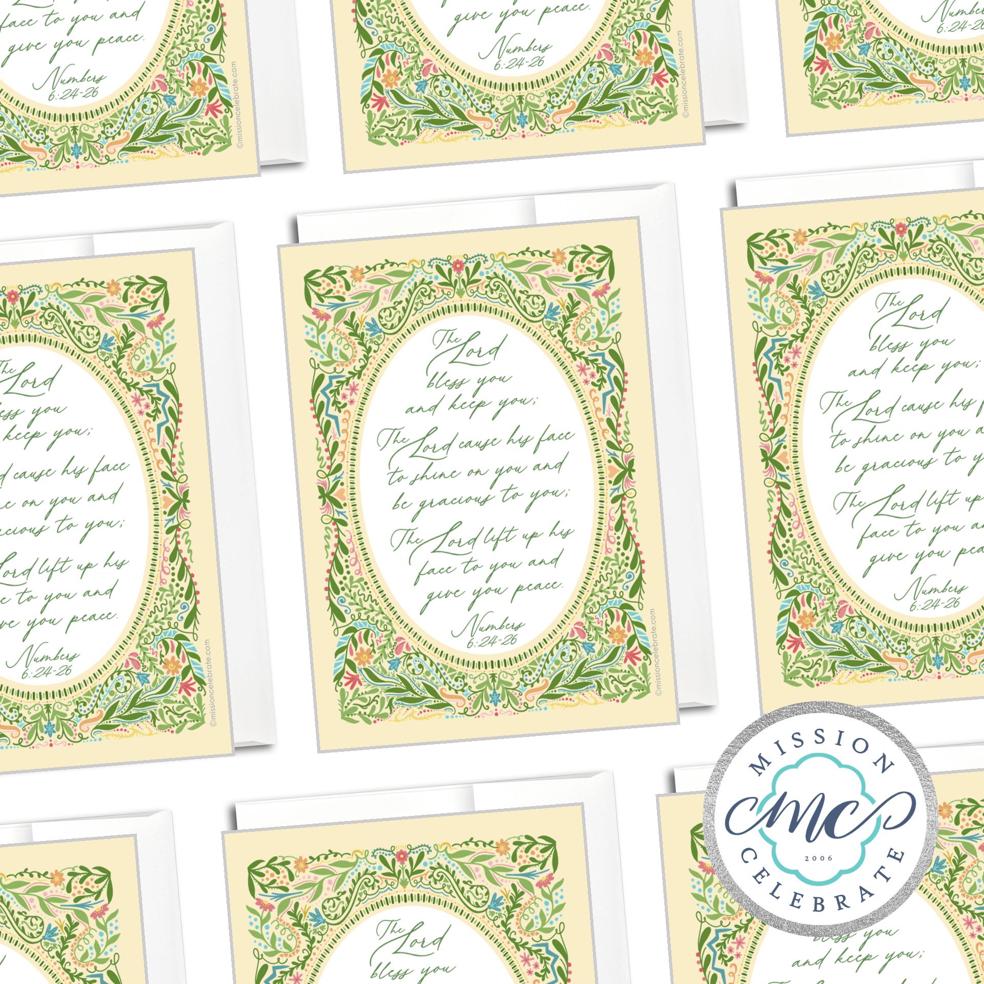 Numbers 6:24-26 Floral Greeting Card - The Lord Bless You