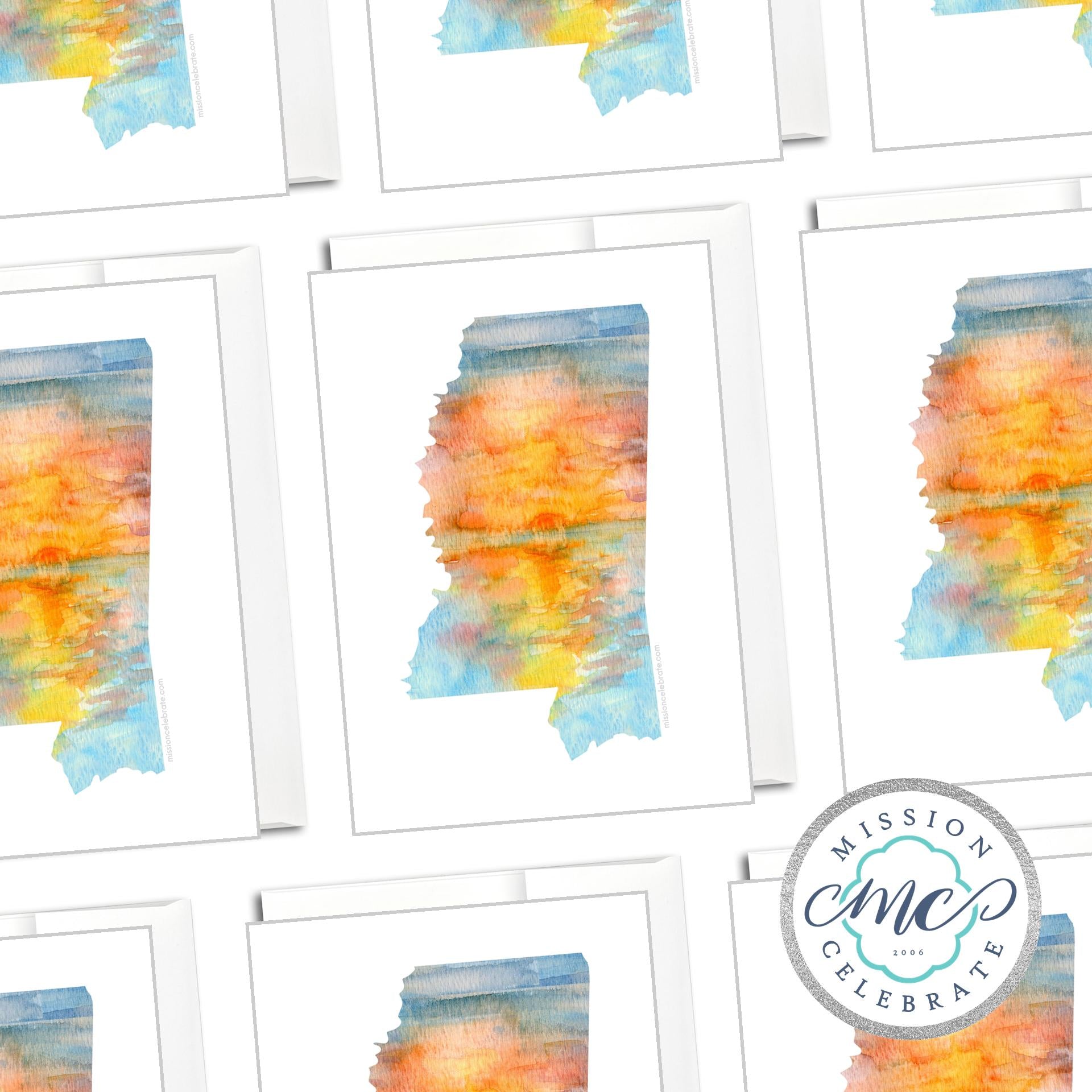 Mississippi Sunrise Watercolor Greeting Cards: Handmade Art by Main Street Collective
