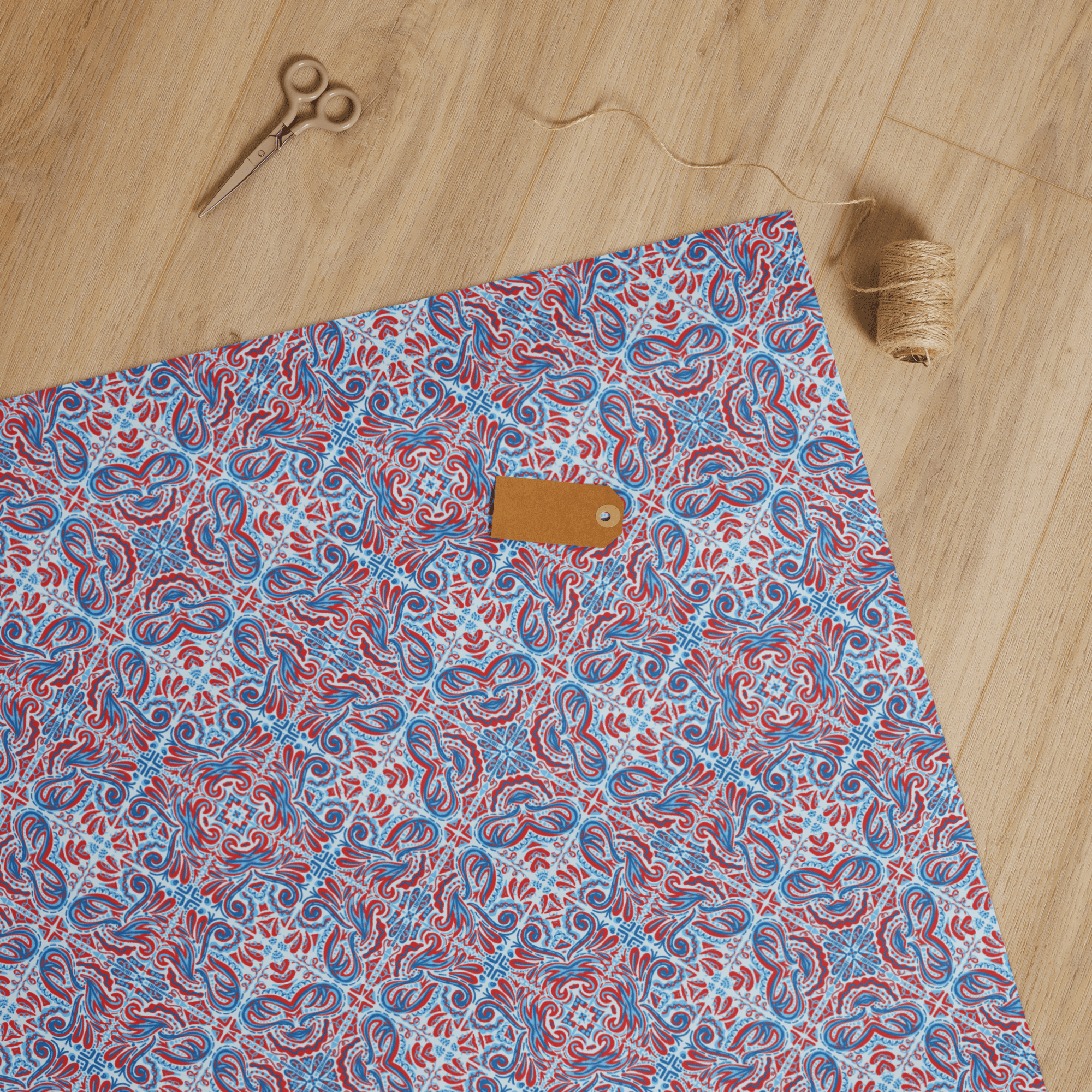 Jubilee Red & Blue Wrapping Paper by Leslie Gonce, Main Street Collective - Gift Wrapping Supplies