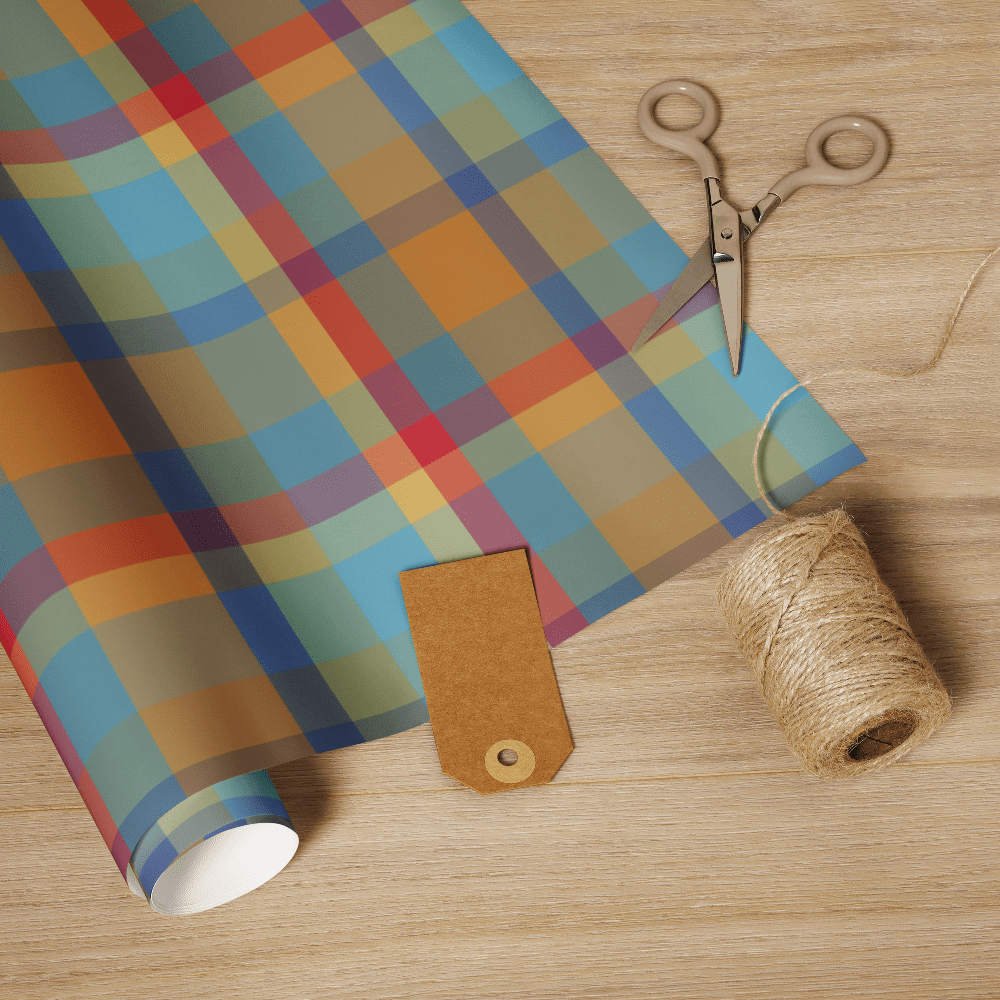 Carver Plaid Wrapping Paper: Gift Wrapping with Scissors, Twine & Tag by Mississippi Artist Leslie Gonce at Main Street Collective
