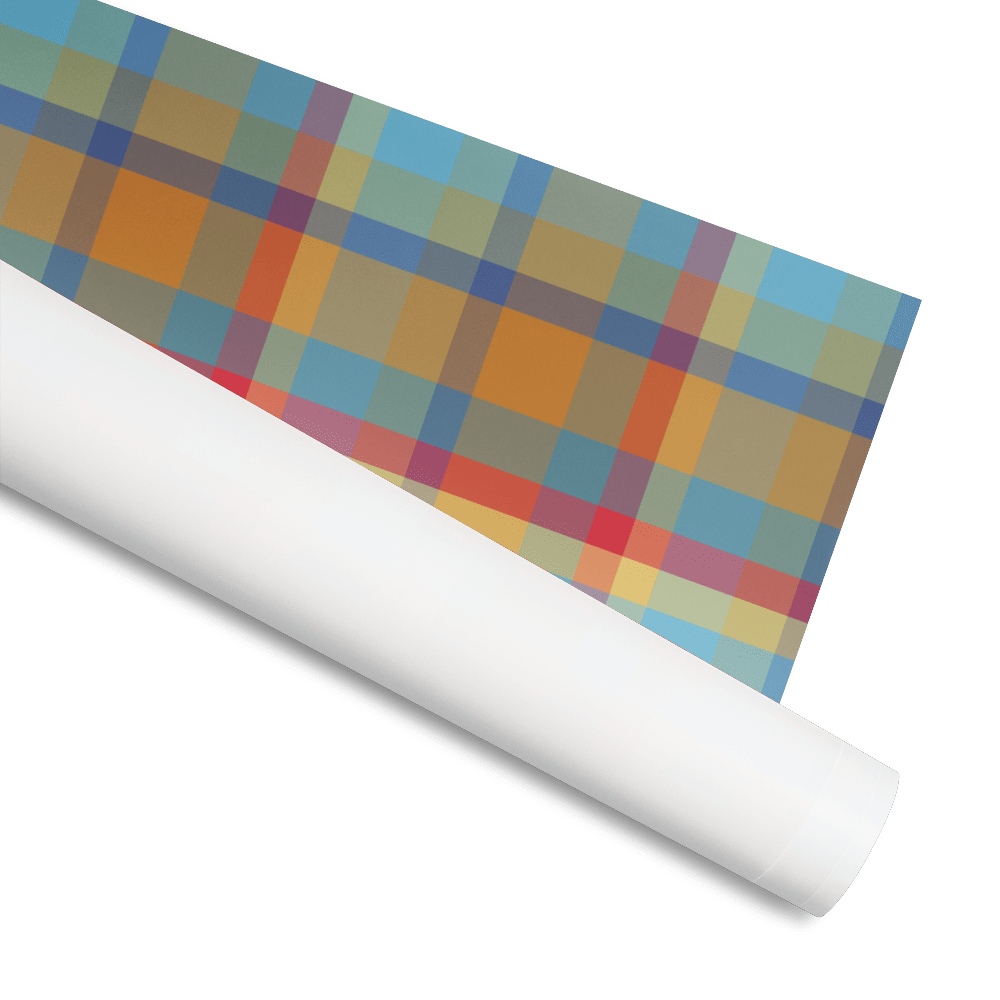 Carver Plaid Wrapping Paper by Leslie Gonce - Main Street Collective: Colorful gift wrap roll.