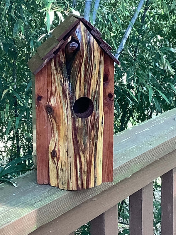 Handmade Cedar Birdhouse: Rustic Wood Design, Mississippi Crafted Bird House Decor