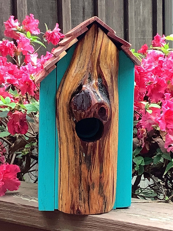 Handcrafted Cedar Cypress Birdhouse: Mississippi Made Birdhouse, Unique Painted Garden Decor, Artisan Bird House