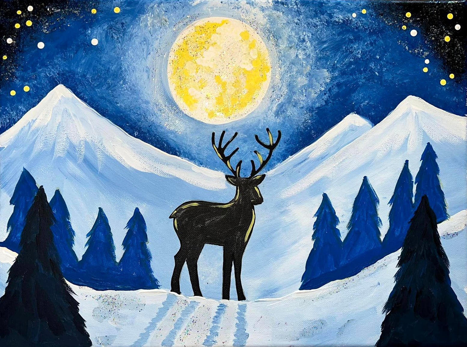 Paint Your Own Canvas Kit-Moonlight Deer