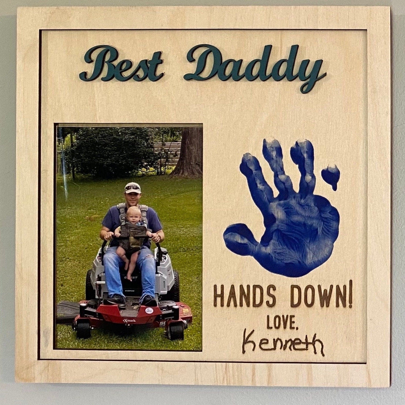 Father's Day Gift: "Best Daddy" Handprint Frame with Child's Photo & Handprint. DIY Dad Gift by Main Street Collective