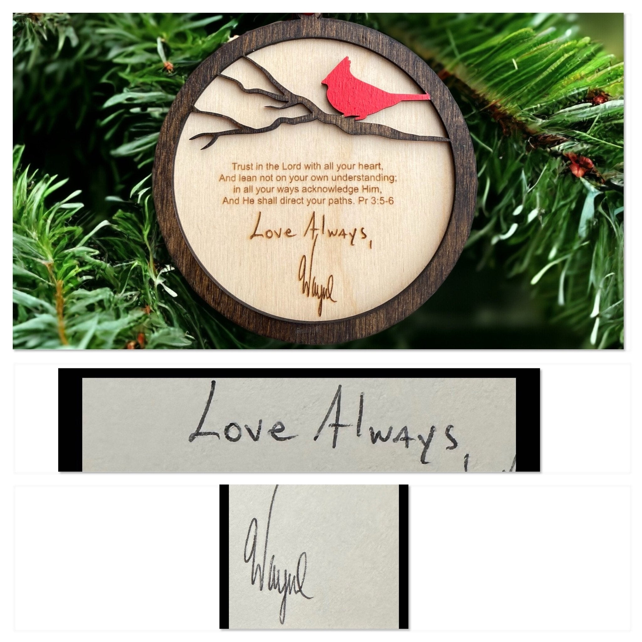 Cardinal Ornament with Handwriting Keepsake | Memorial Ornament Personalized Gift Main Street Collective