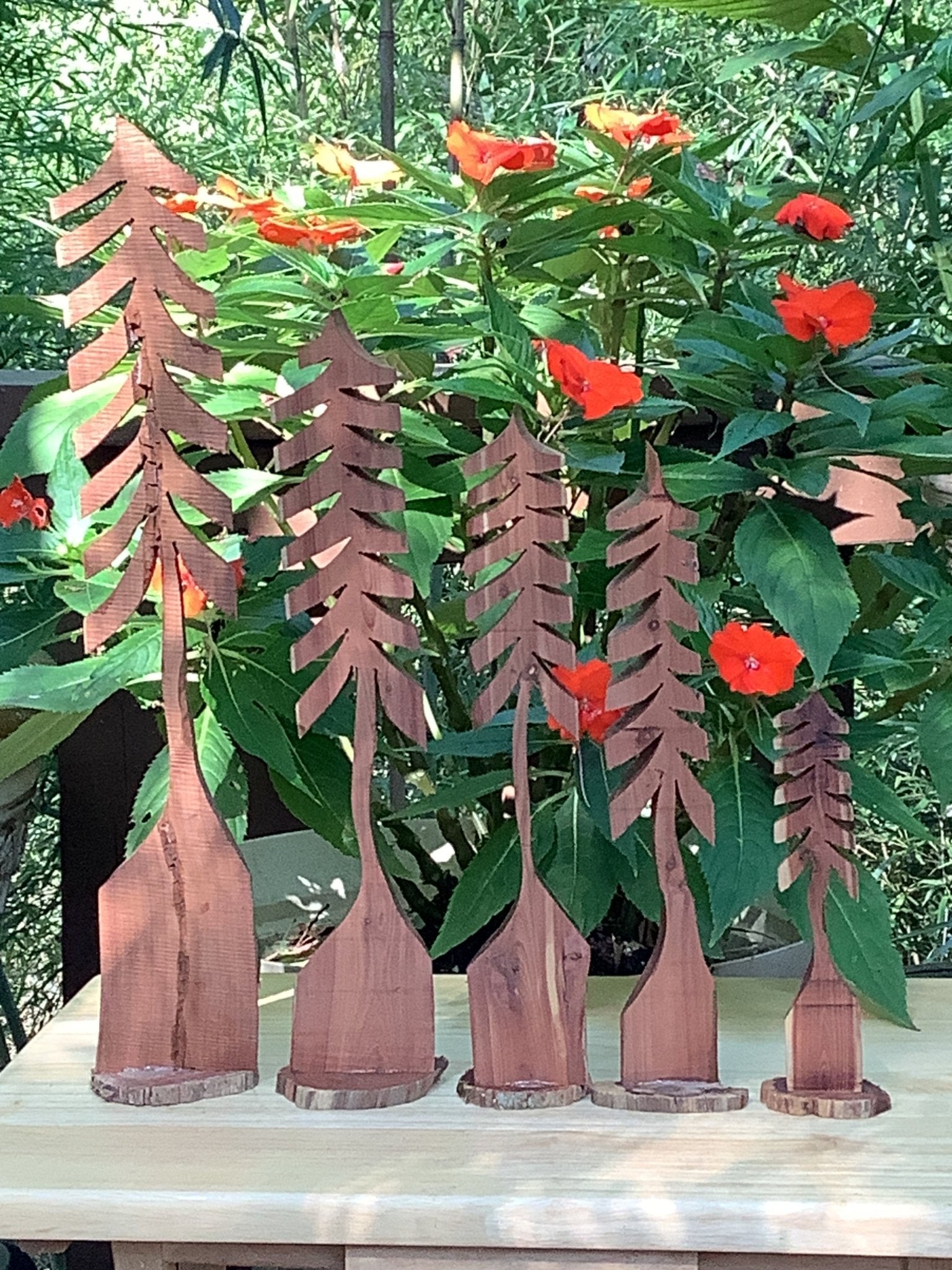 Handcrafted Cedar Trees Set - Wooden Trees for Rustic Home Decor by Main Street Collective, Range 7"-16"