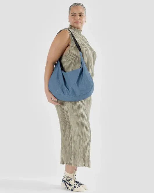 Baggu Large Nylon Crescent Bag - Digital Denim