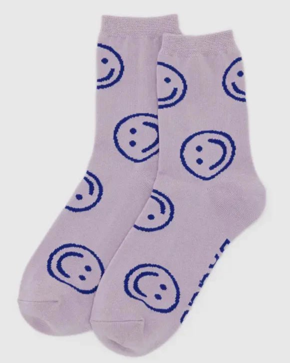 Baggu Crew Sock - Dusty Pink Happy