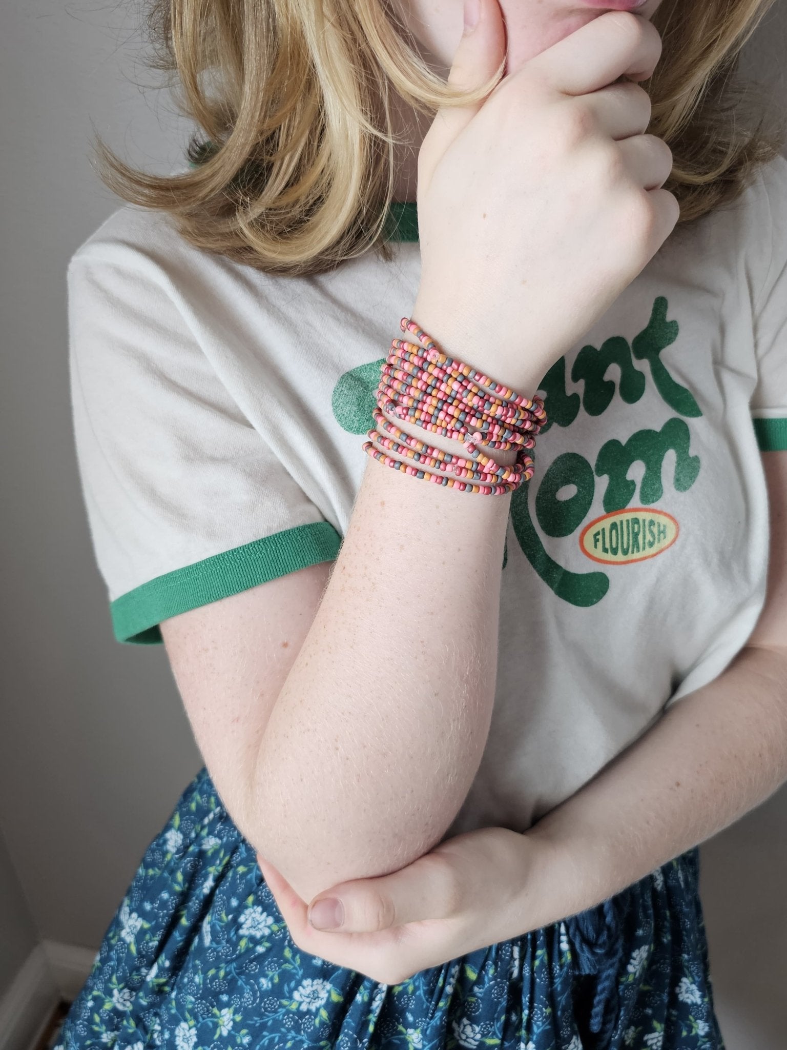 Desert Sunset Beaded Bracelets Stack from Main Street Collective: Colorful Handmade Jewelry for Tweens by 11-Year-Old Nora