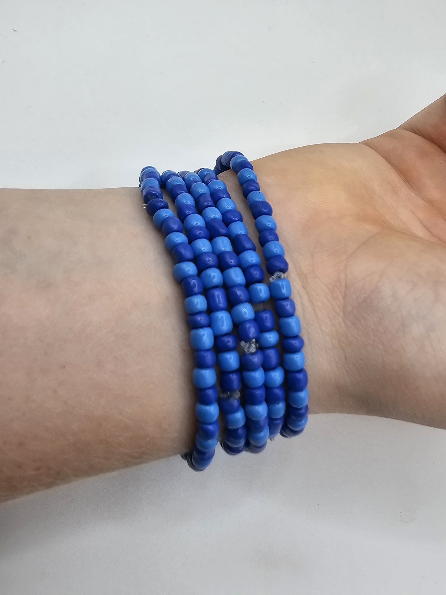 Blue Beaded Bracelets Stack: Handmade Stackable Bracelet Set for Tweens - Main Street Collective