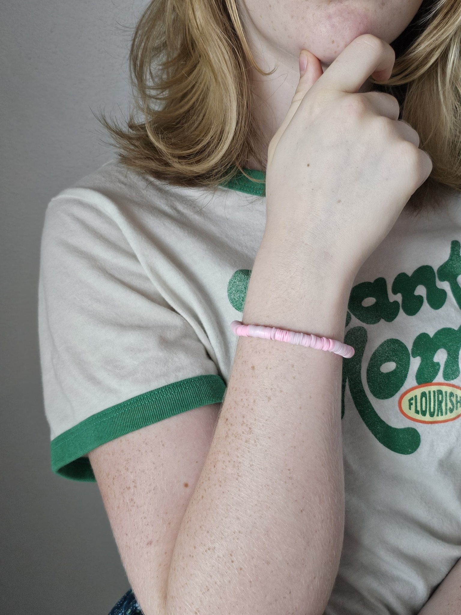 BUBBLEGUM BLISS BRACELET: Pink Disc Bracelet, Handmade by Nora, Tween Pastel Bracelet, Main Street Collective