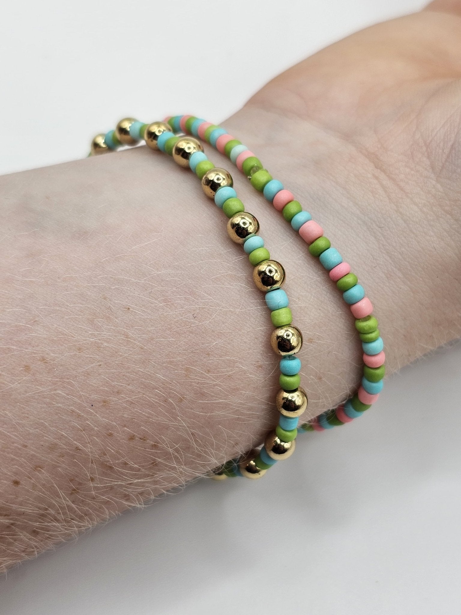 Pastel Rainbow & Gold Bead Bracelets - Main Street Collective - Tween Jewelry