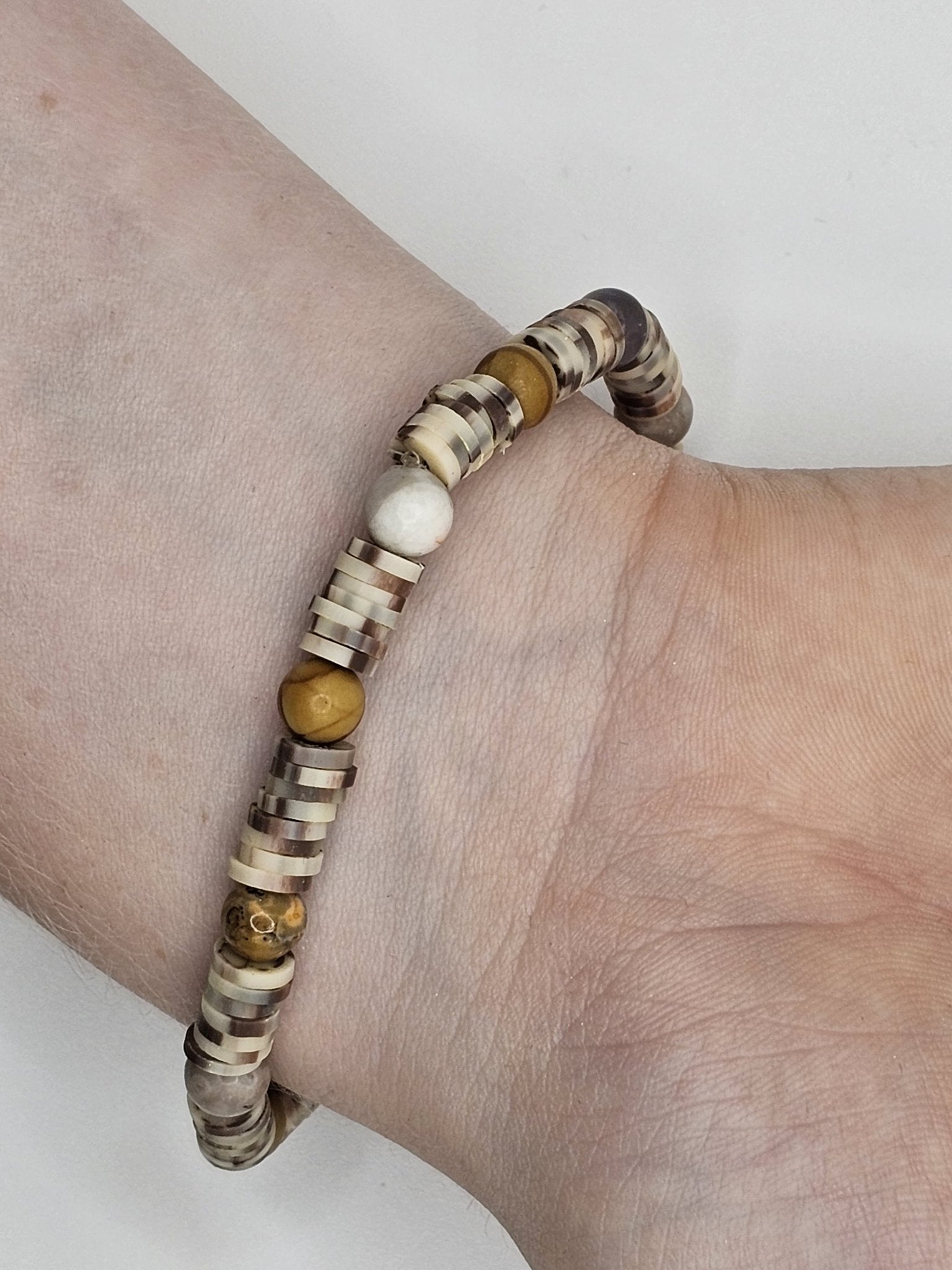 Neutral Beaded Bracelet by Main Street Collective - Handmade Tween Jewelry: Earthy, Stackable Style