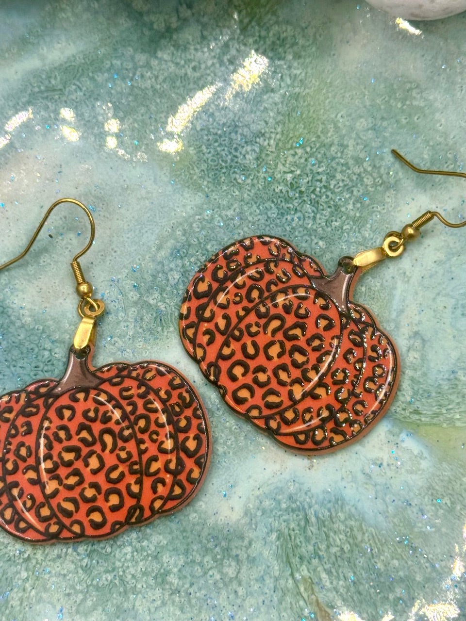 Cheetah Print Pumpkin Earrings - Fall Fashion, Handmade Jewelry by Main Street Collective