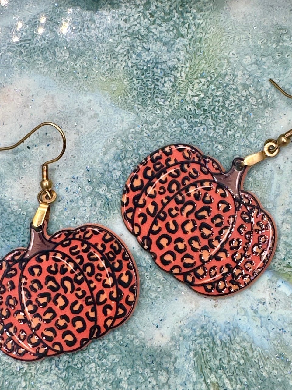Cheetah Pumpkin Earrings: Fall Fashion, Handmade Jewelry, Fun Pumpkin Earrings