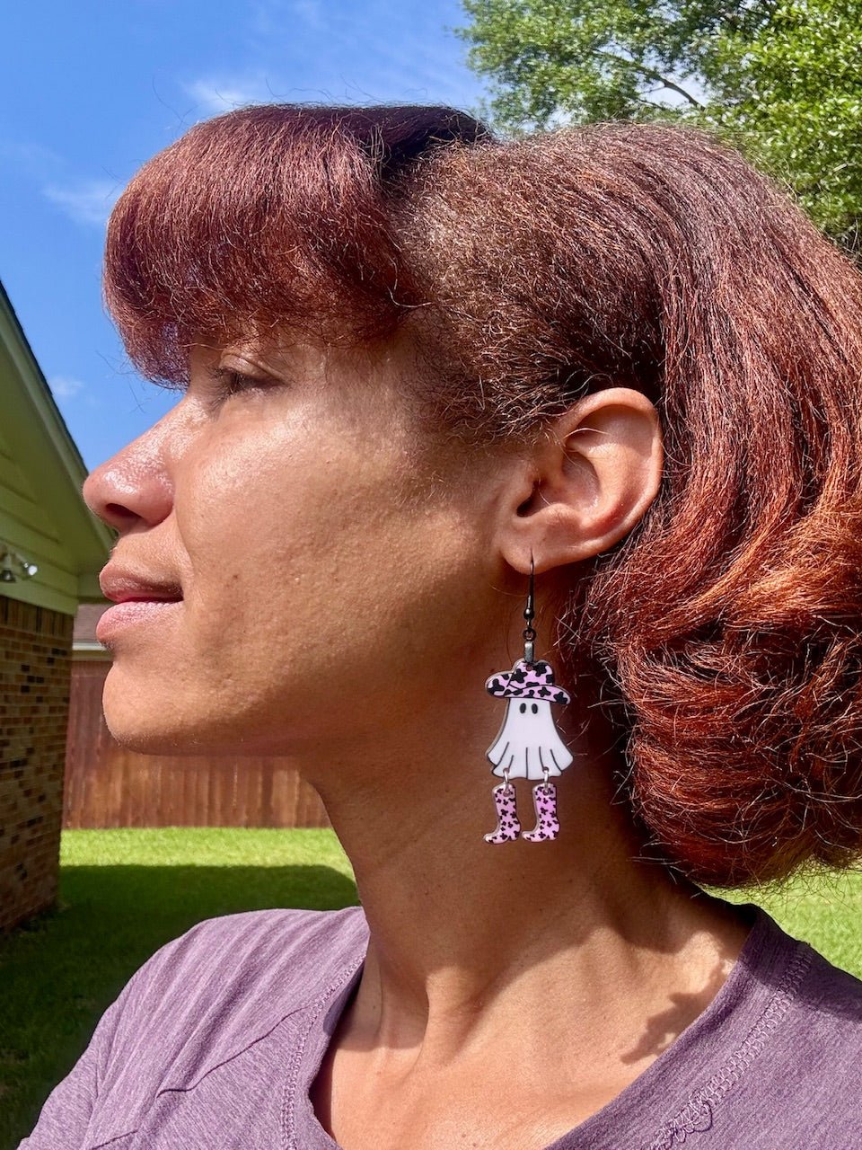 Cowgirl Ghost Earrings by Wispy Wasp: Halloween Handmade Jewelry.