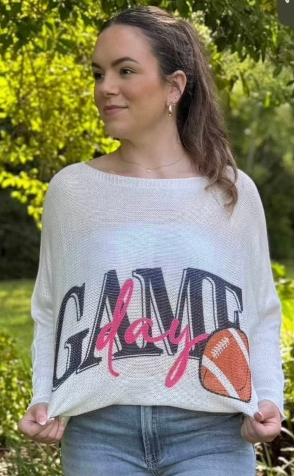 Game Day Sweater: Women's Football Top, Made in Italy, Lightweight Knit, Boutique Style