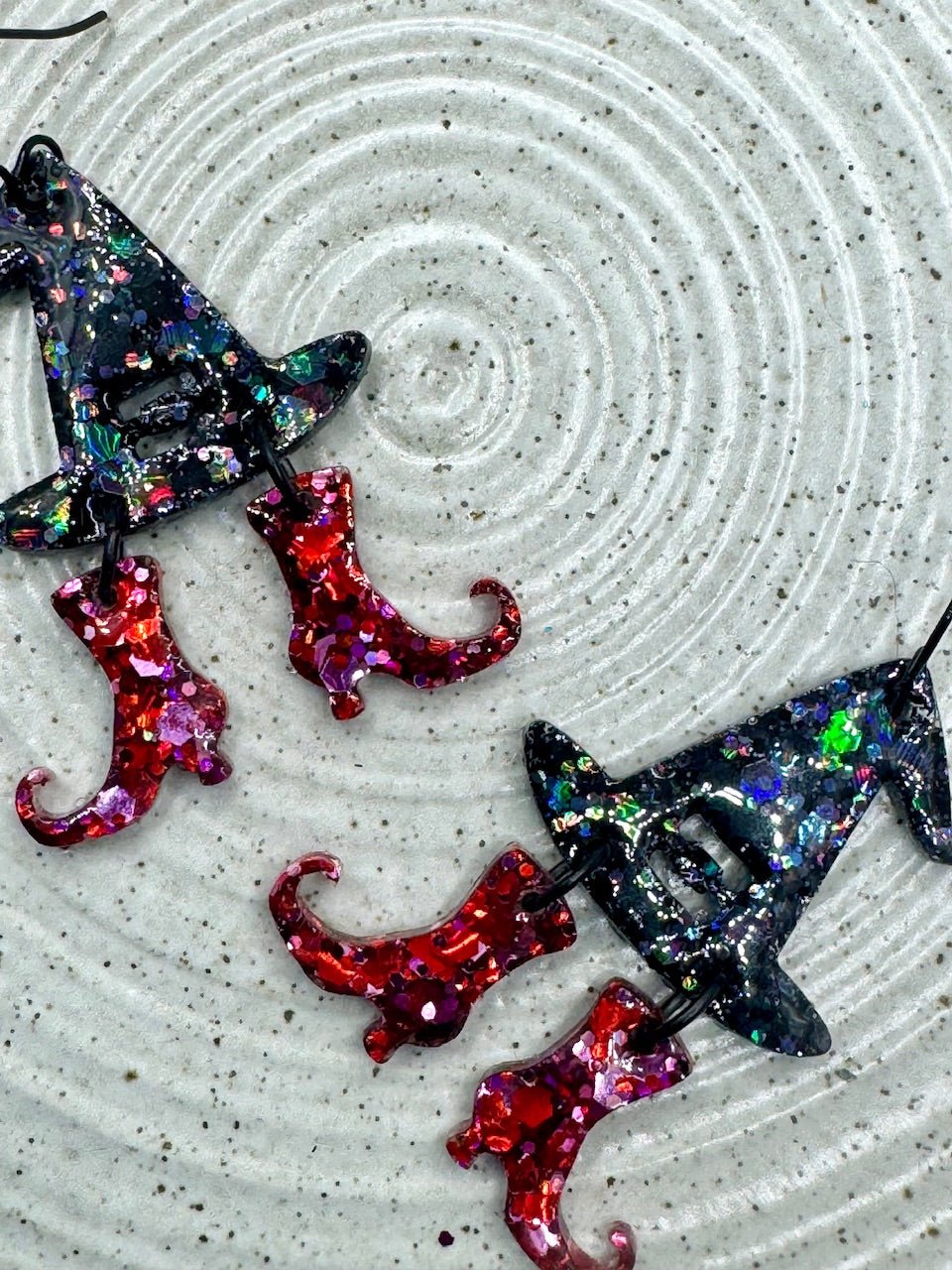Witch Hat & Shoes Earrings Halloween Costume Jewelry Handmade Hypoallergenic Main Street Collective