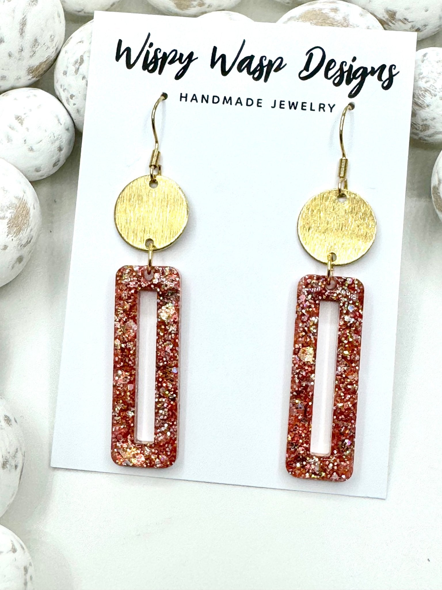 Rectangle Gold & Sparkle Earrings - Main Street Collective Handmade Jewelry