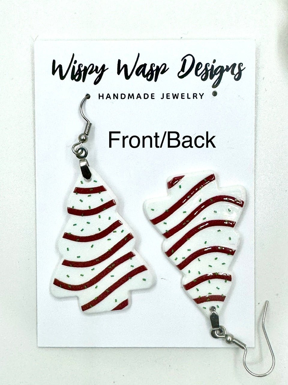 White Christmas Tree Earrings – Lightweight, Hypoallergenic, Festive Style
