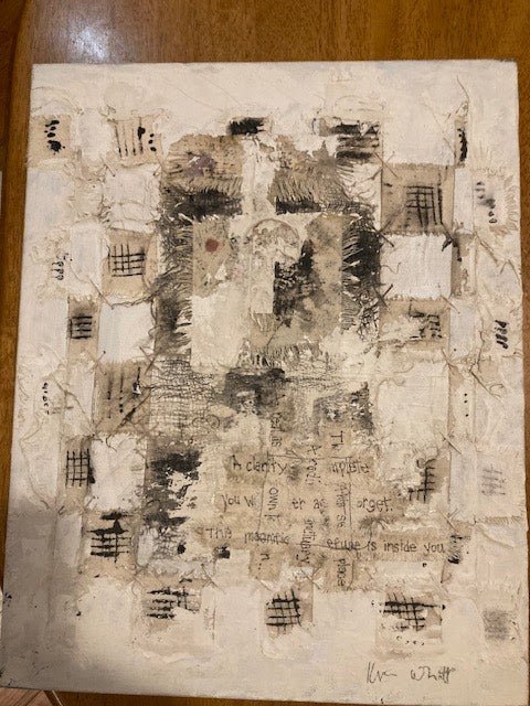 Kim Whitt Woven Textile Art, 20x24 Abstract Painting, Mixed Media Wall Decor