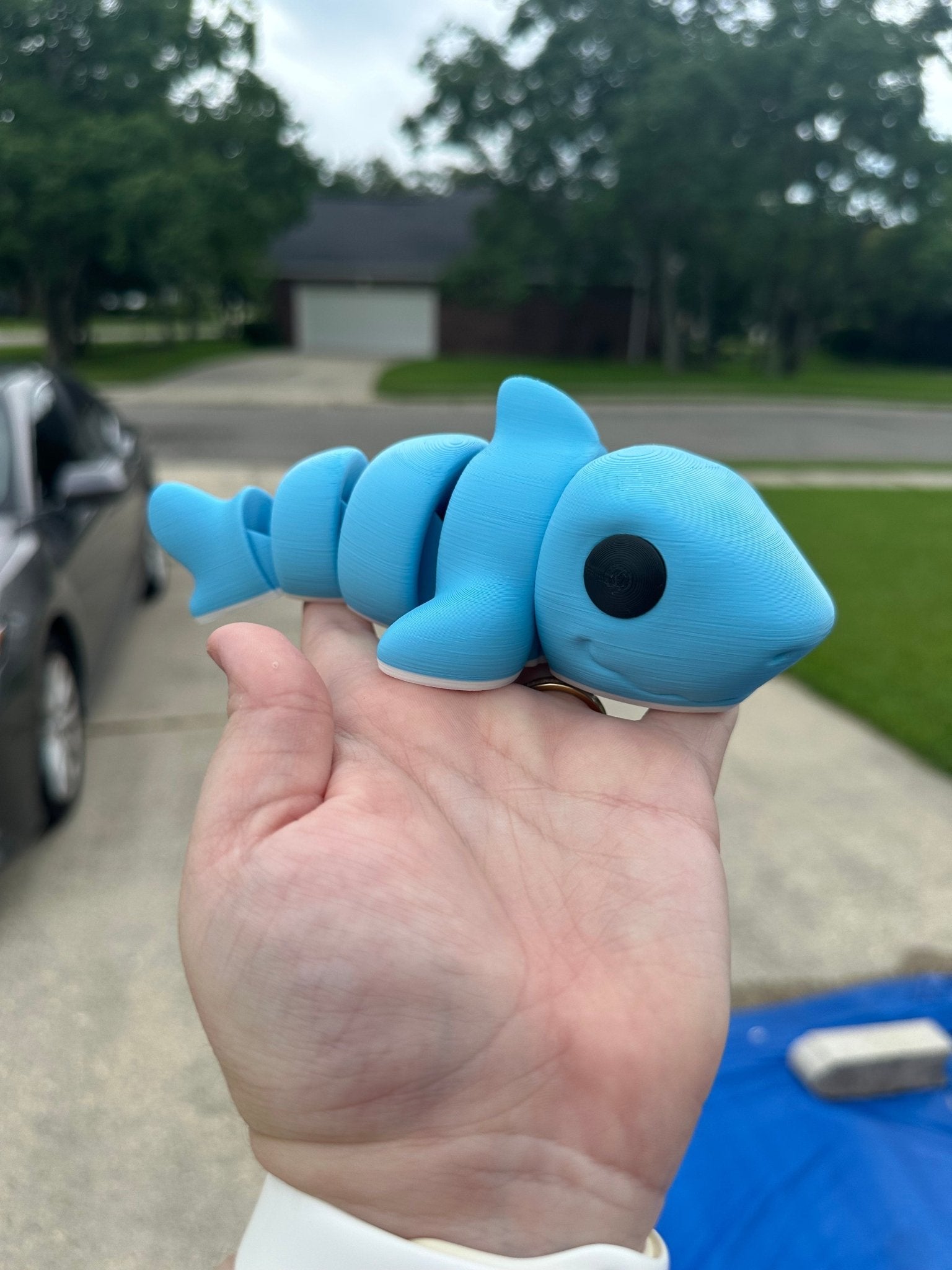Blue 3D Printed Shark Fidget Toy - Anxiety Relief Sensory Toy, Mississippi Handmade