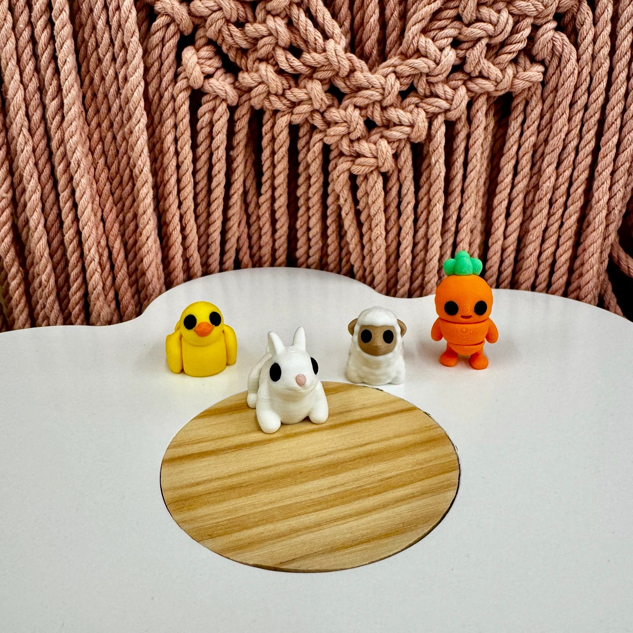 Easter Fidgets: 3D printed bunny, chick, sheep & carrot toys by Main Street Collective.