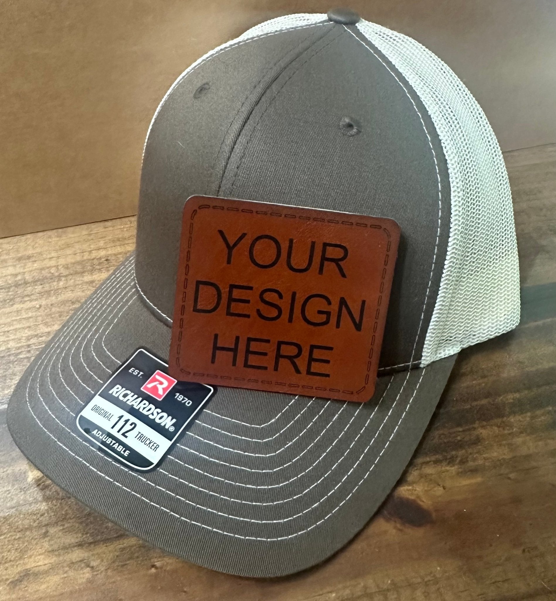 Custom Logo Richardson 112 Trucker Hat - Leather Patch Design - Main Street Collective. Design your own!
