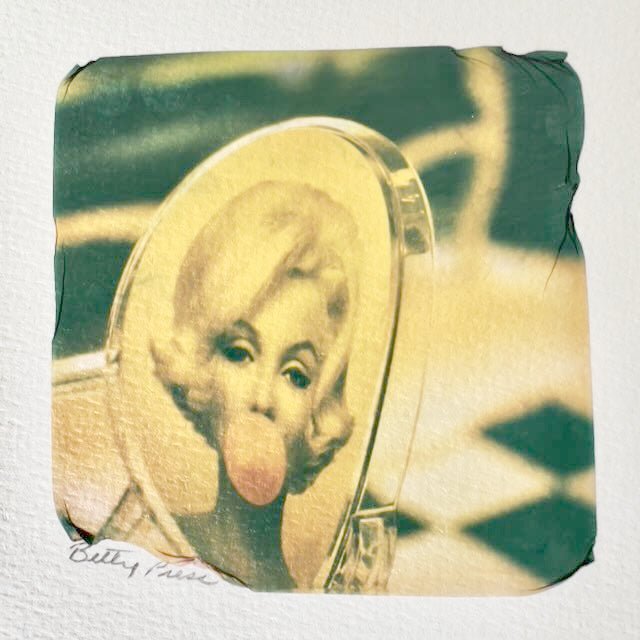 Marilyn Monroe Art by Betty Press: Emulsion Lift, Bubble Gum, Vintage Photo Print - 10x8 Unique Artwork