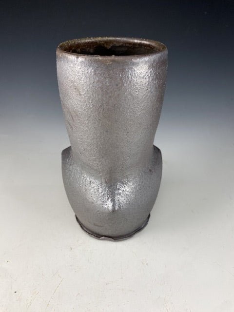 Wood-Fired Stoneware Vase by Melanie Eubanks - Handmade Textured Decorative Ceramic Art