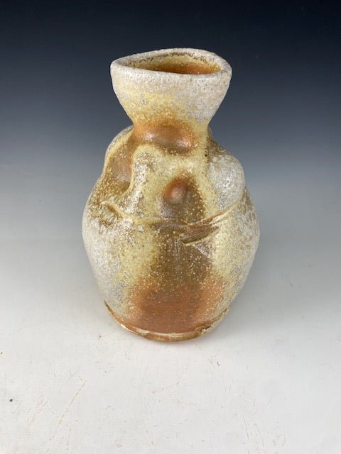 Melanie Eubanks Stoneware Vase: Handmade, Wood-Fired, Rustic, Organic. Unique Pottery Art.