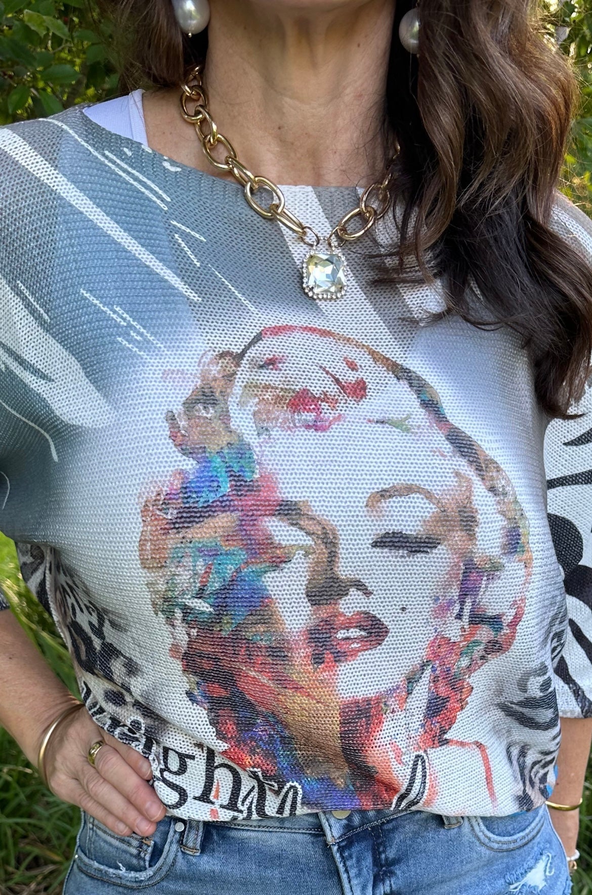Marilyn Monroe Knit Top, Gold Chain Necklace, Italian Fashion, Main Street Collective L.L.C