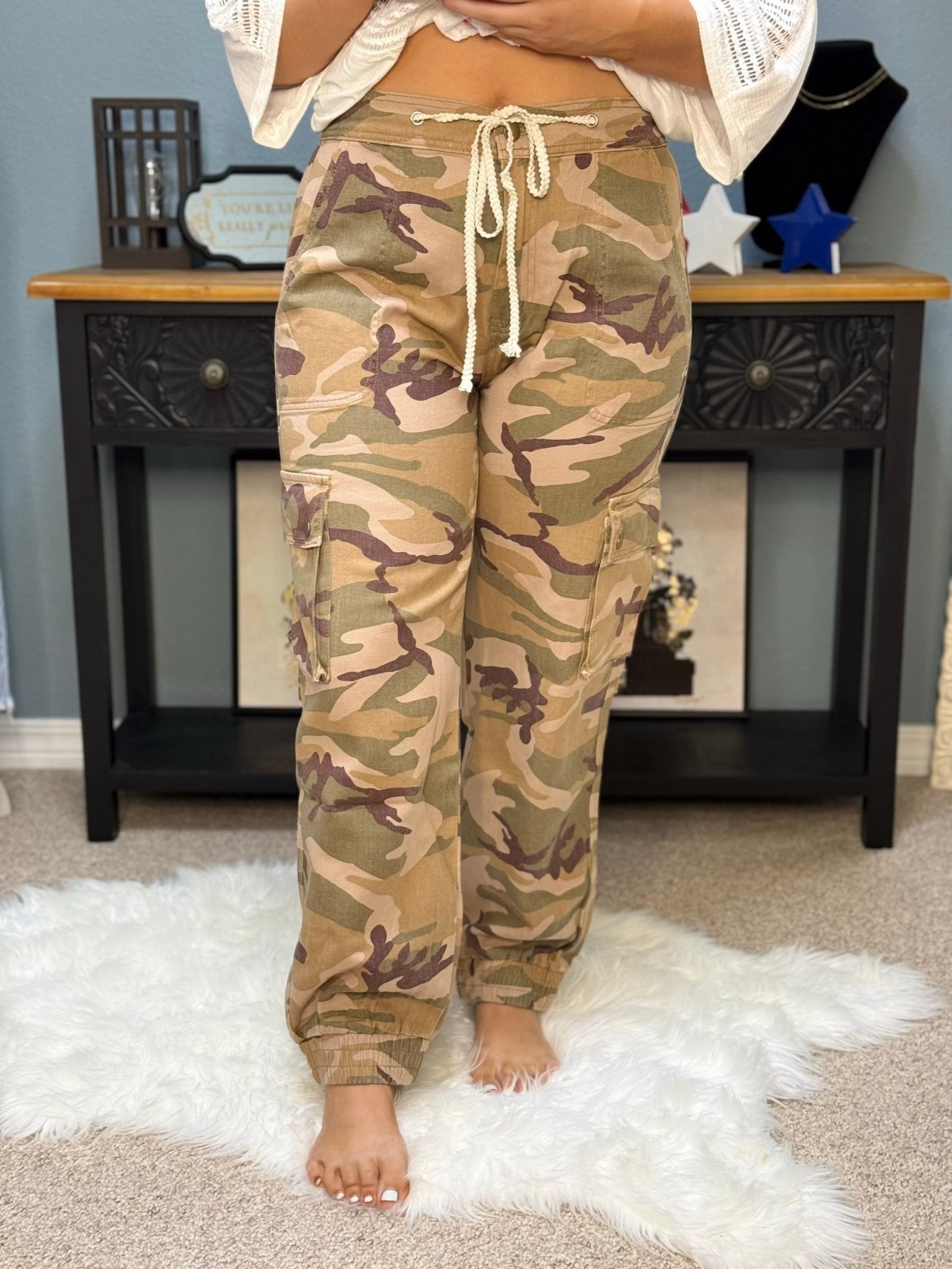 Beige Camo Jogger Pants | Women's Cargo Style | Main Street Collective