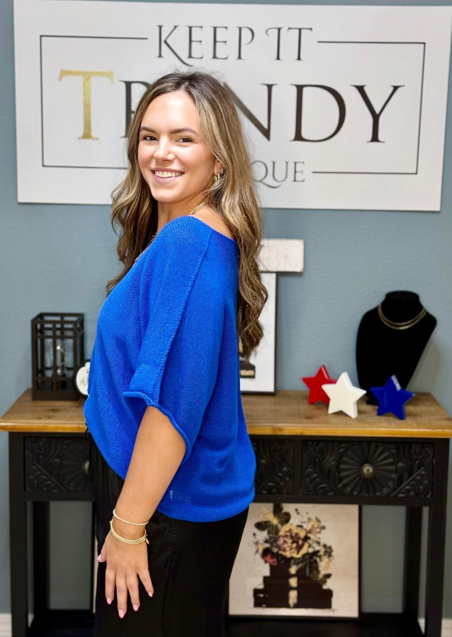 Royal Blue Italian Knit Top | Main Street Collective Boutique Fashion