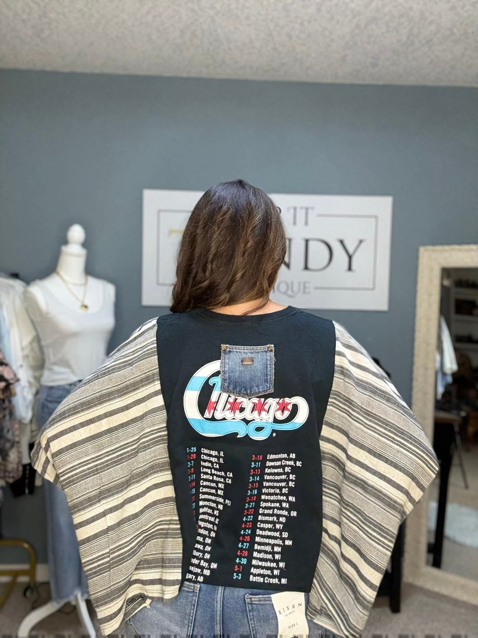 Shannon Passero Chicago Banded Pullover: Vintage Rock Style, Recycled Fabric, Boutique Fashion Top