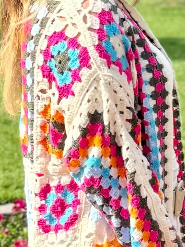 POL Open Front Crochet Cardigan (OS)