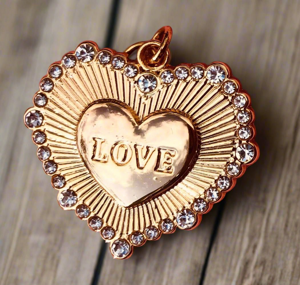 Love Heart Pendant Charm: Gold Jewelry Gift, Handmade Mississippi by The Hot Pink Chick